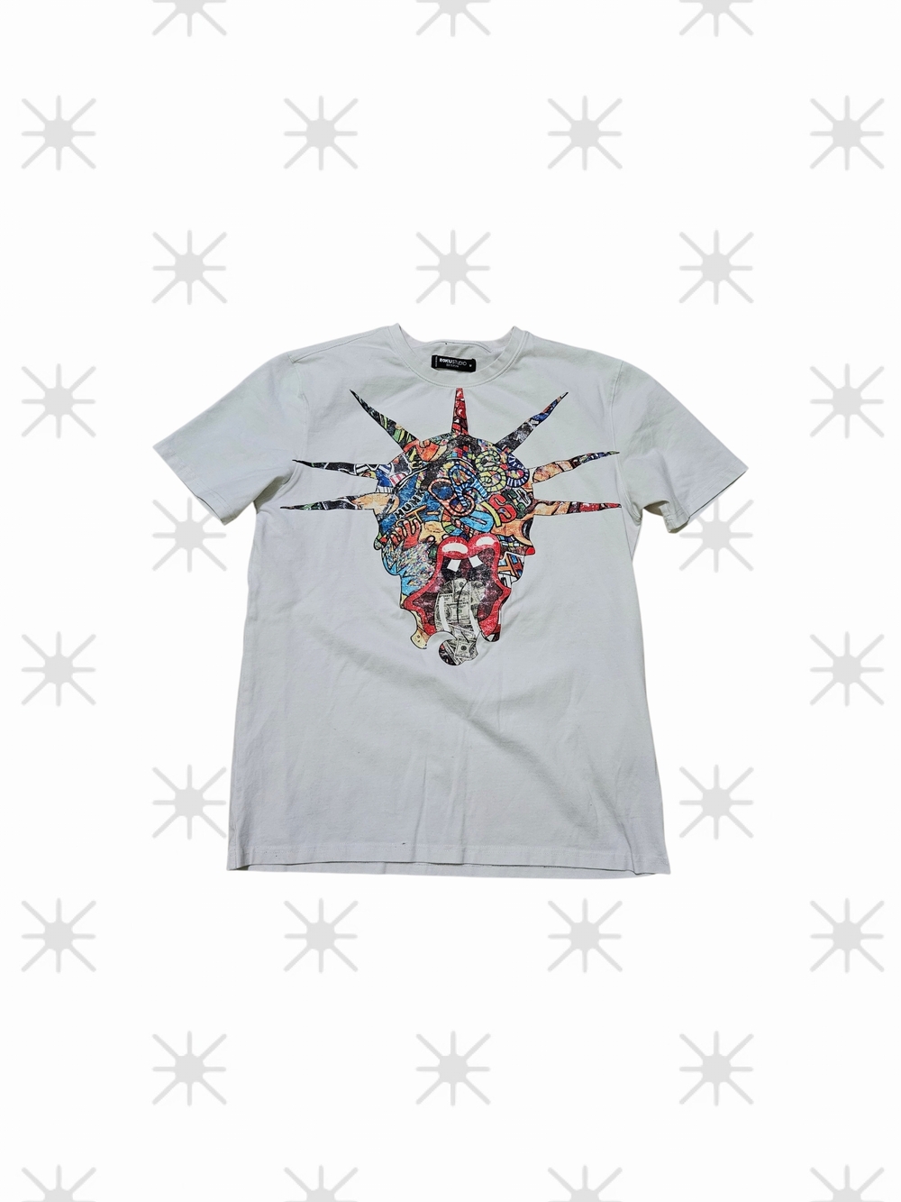 Roku Studio "Ghost World Tour" Graphic T-Shirt White Medium Statue Of Liberty